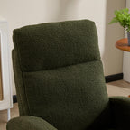 Modern Accent Rocking Chair Rocking Chair with Solid Wood Legs, Upholstered Nursery Glider Rocker, Comfy Armchair with Side Pocket, Living Room Lounge Arm Chair with High Backrest (green,teddy) - Grand Goldman Shop