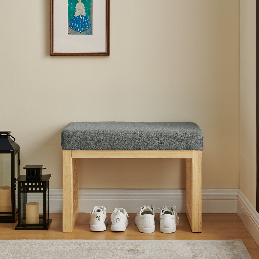 Shoe-changing bench, a shoe-changing bench with a wooden frame and a soft cushioned seat, can be placed freely and is suitable for small spaces without taking up much space -Dark Gray - Grand Goldman Shop