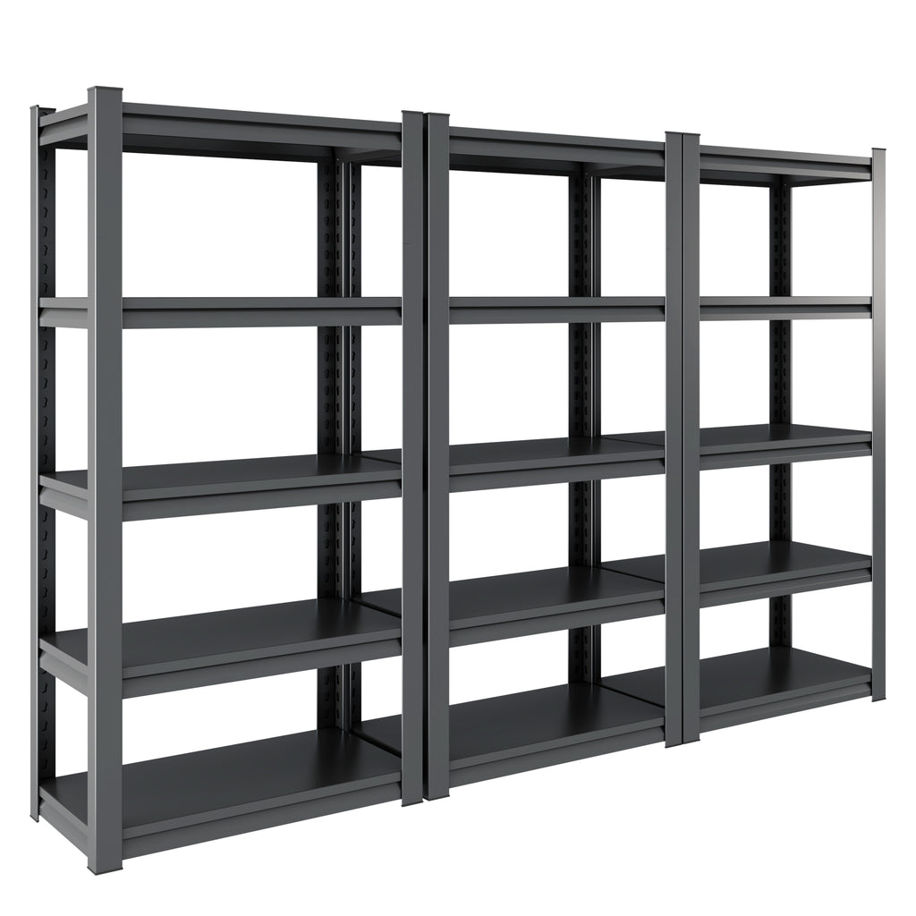 Industrial Heavy-Duty Metal Garage Shelving Unit 72'H 5-Tier Black Adjustable Storage Rack - Grand Goldman Shop