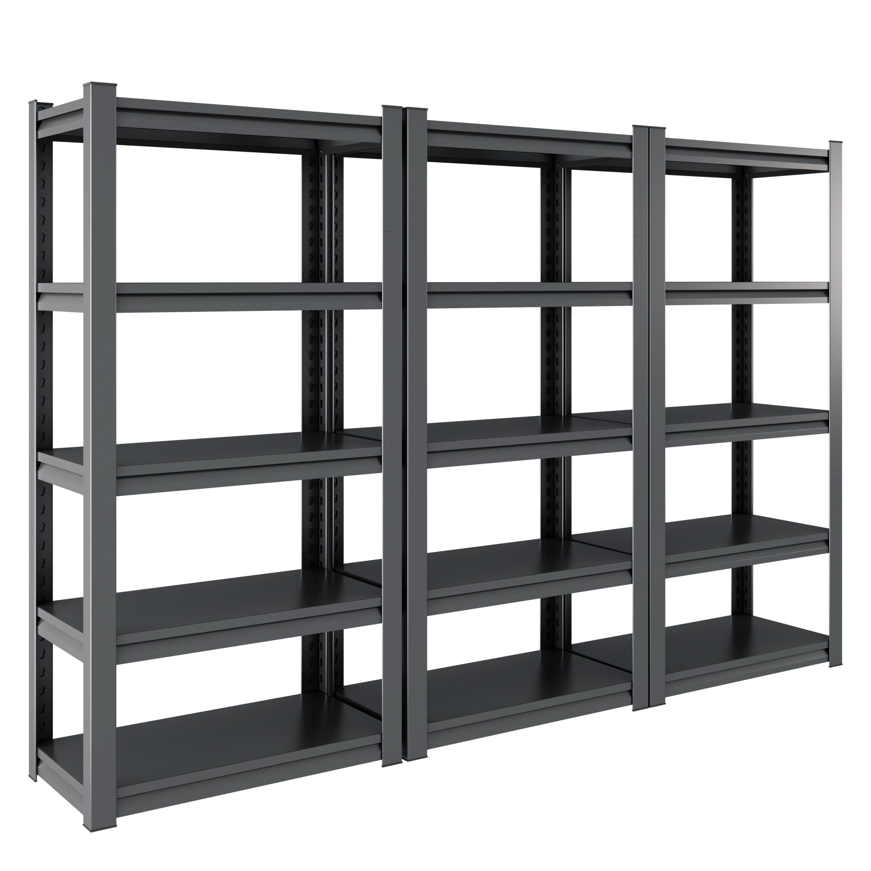Industrial Heavy-Duty Metal Garage Shelving Unit 72'H 5-Tier Black Adjustable Storage Rack - Grand Goldman Shop