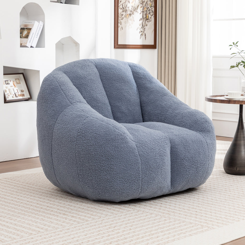 Comfy Bean Bag Chair with Memory Foam Filler – Tufted Soft Stuffed Bean Bag Sofa for Dorm, Apartment, or Living Room – Light Blue - Grand Goldman Shop