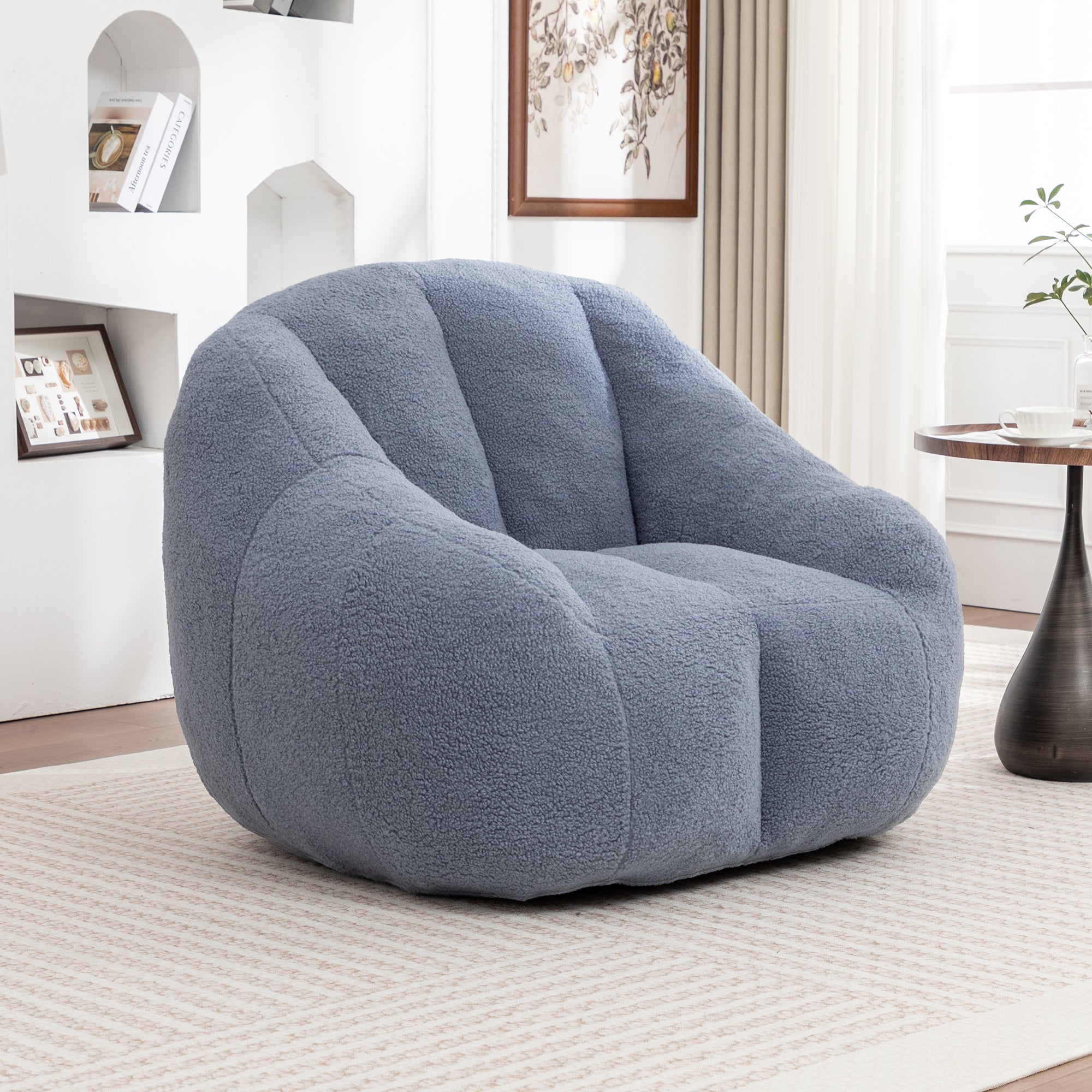 Comfy Bean Bag Chair with Memory Foam Filler – Tufted Soft Stuffed Bean Bag Sofa for Dorm, Apartment, or Living Room – Light Blue - Grand Goldman Shop