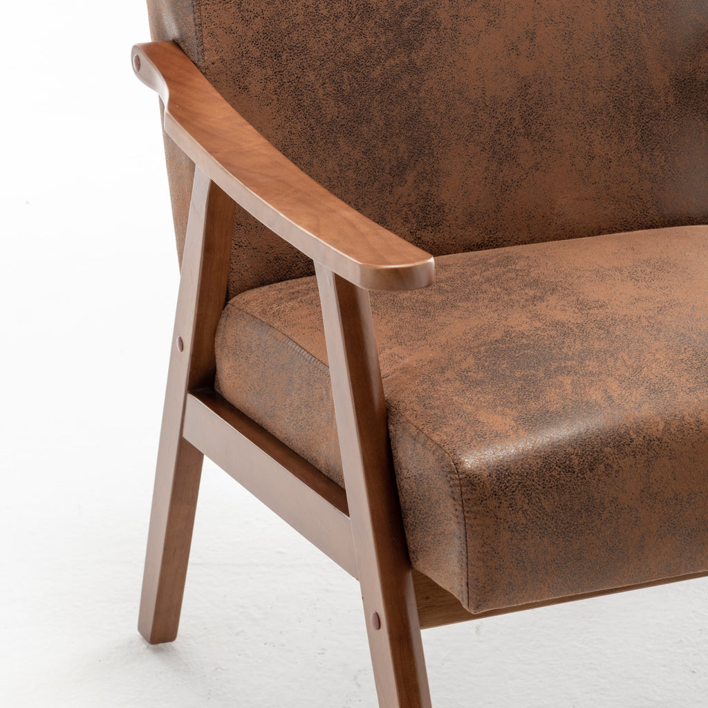 Mid-Century Modern Wingback Accent Chair with Solid Wood Frame and Extra-Thick Backrest – Lounge Chair for Living Room, Bedroom, or Reading Room - Grand Goldman Shop