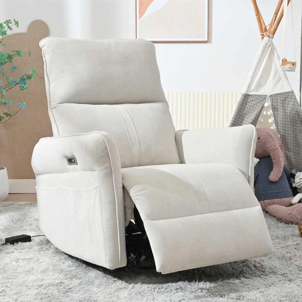 270° Power Swivel Rocker Recliner Chair for Adults, Swivel Rocking Recliner Chair,Electric Small Recliners for Small Spaces, Single Sofa Recliner for Living Room, Bedroom,RV (Fabric Gray+270°Swivel) - Grand Goldman Shop
