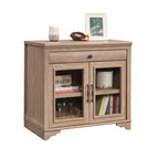 Library Base with 2 Glass Doors and Spacious Drawer, Brown finish | Premium Home Decor - Grand Goldman