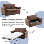 Orisfur Pull Out Sofa Bed Loveseat Sleeper with Twin Size Memory Mattress, USB Ports, Brown Linen, 57.9' - Grand Goldman Shop