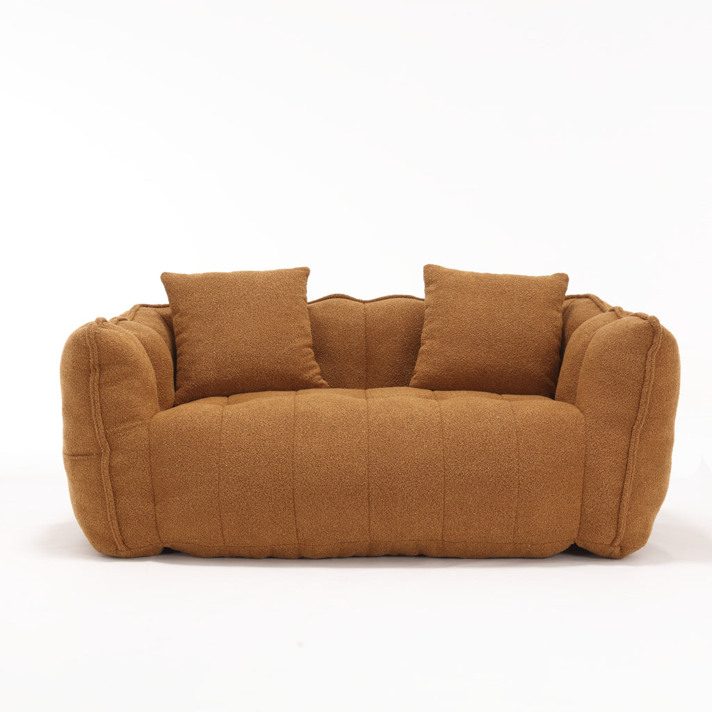Cozy Beanbag Chair with High Resilience Foam Core for Two - Yellow Chenille, 66x35x25 inches - Grand Goldman Shop