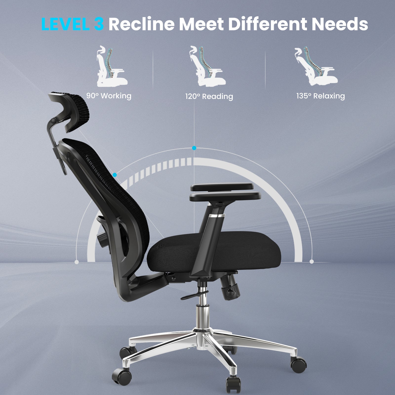 Office Chair Ergonomic Desk Chair, High Back Computer Chair with Wheels, Home Sutdy Chair for Heavy People, Office Chair Adju