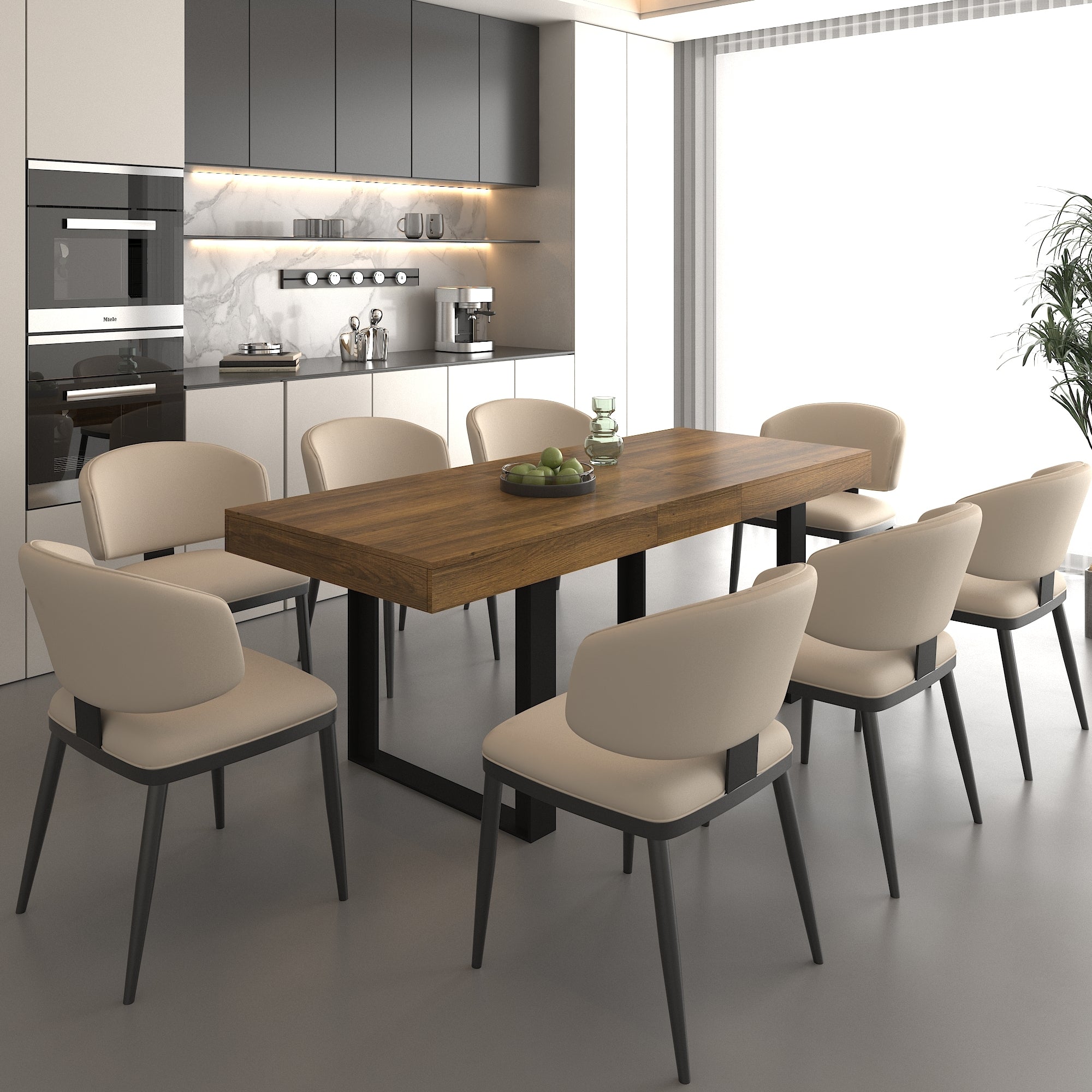 Rectangle extendable dining table for 6-10 people aged effect wood and black 160-200 cm - Grand Goldman Shop