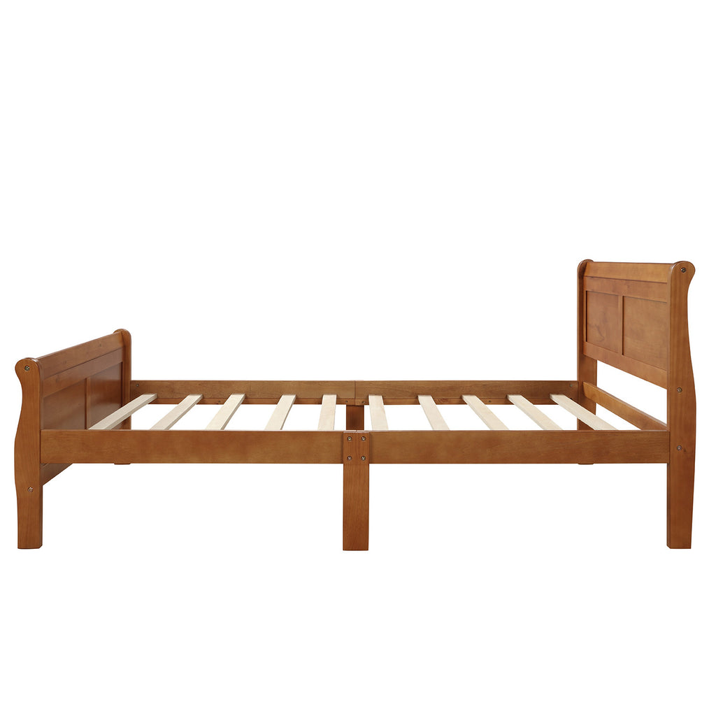 Minimalist Wood Platform Twin Bed Frame with Sleigh Headboard/Footboard and Wood Slat Support - Grand Goldman Shop