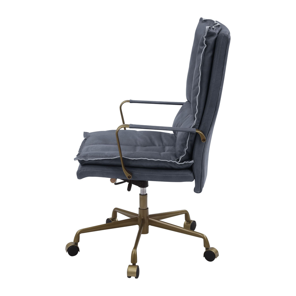 Tinzud Gray Leather Office Chair | Premium Home Decor - Grand Goldman
