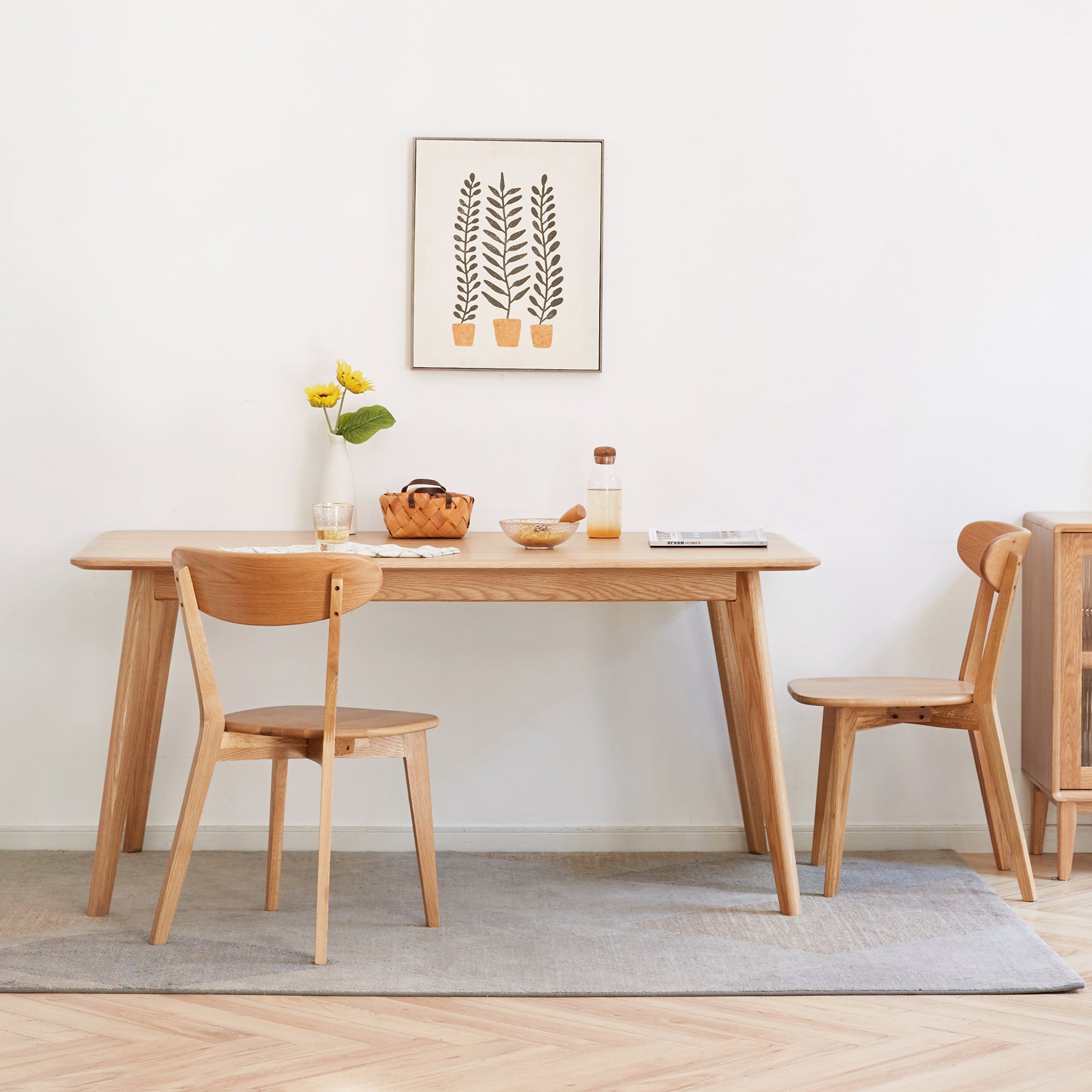 Natural Oak Dining Chair Set of 4 - Solid Wood, FAS Grade, Simple Design, 46.5x54x80cm - Grand Goldman Shop