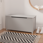Kids Wooden Toy Box Storage with Safety Hinged Lid for Ages 2+ (Gray) | Premium Home Decor - Grand Goldman