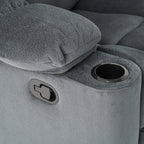 Fervor Luxurious Manual Recliner Chair with Skin-Friendly Fabric and Dual Cup Holders, Silver - Grand Goldman Shop