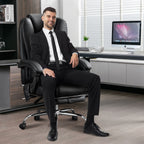 Massage Office Chair with Heat and 6 Vibration Points,Executive Office Chair with Foot Rest and Padded Armrests,Reclining Bac