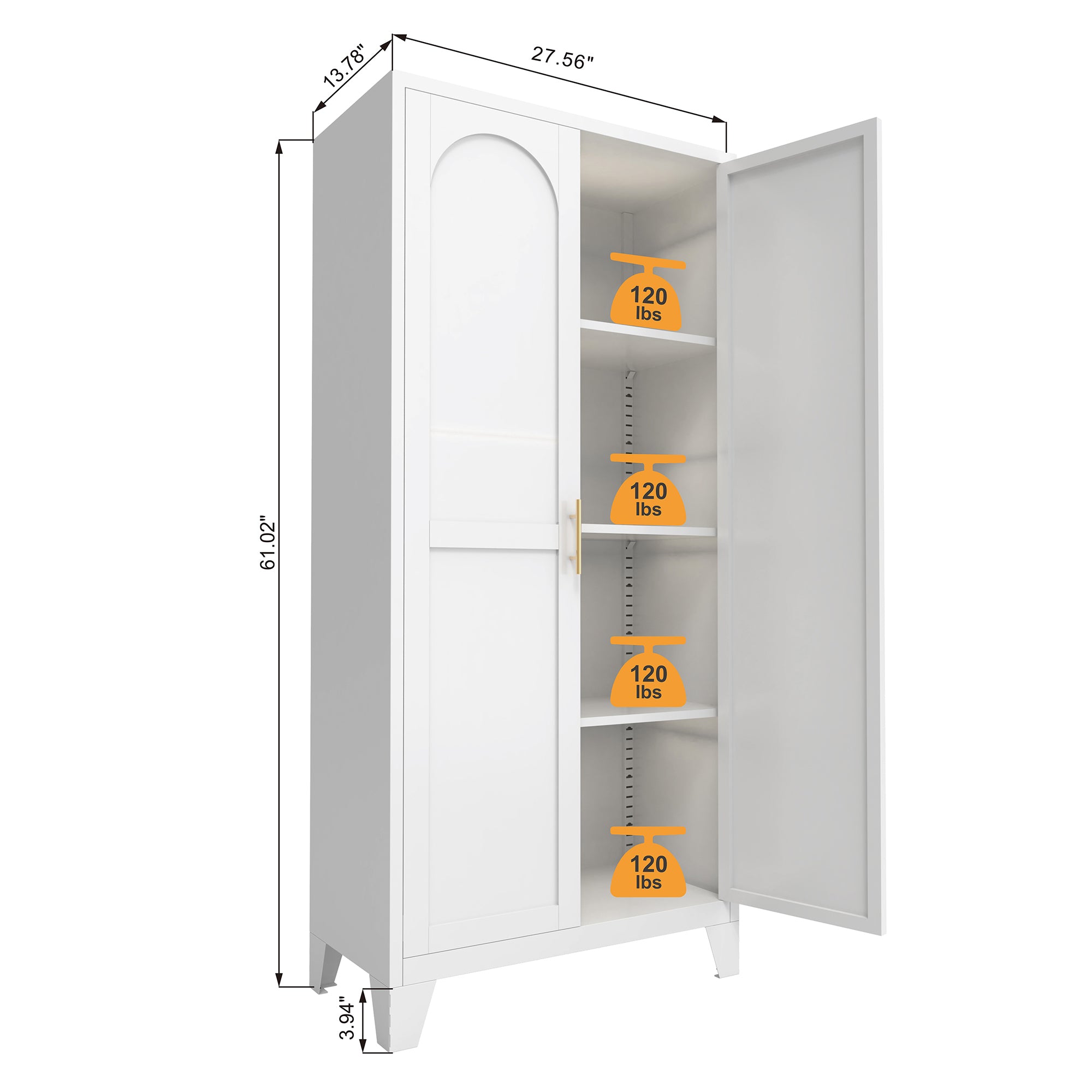71'' 2 Shapely Doors Cabinet with Lock, Metal Storage Cabinet with Doors and Adjustable Shelves, for Bedroom, Living Room, Kitchen (Beige) - Grand Goldman Shop