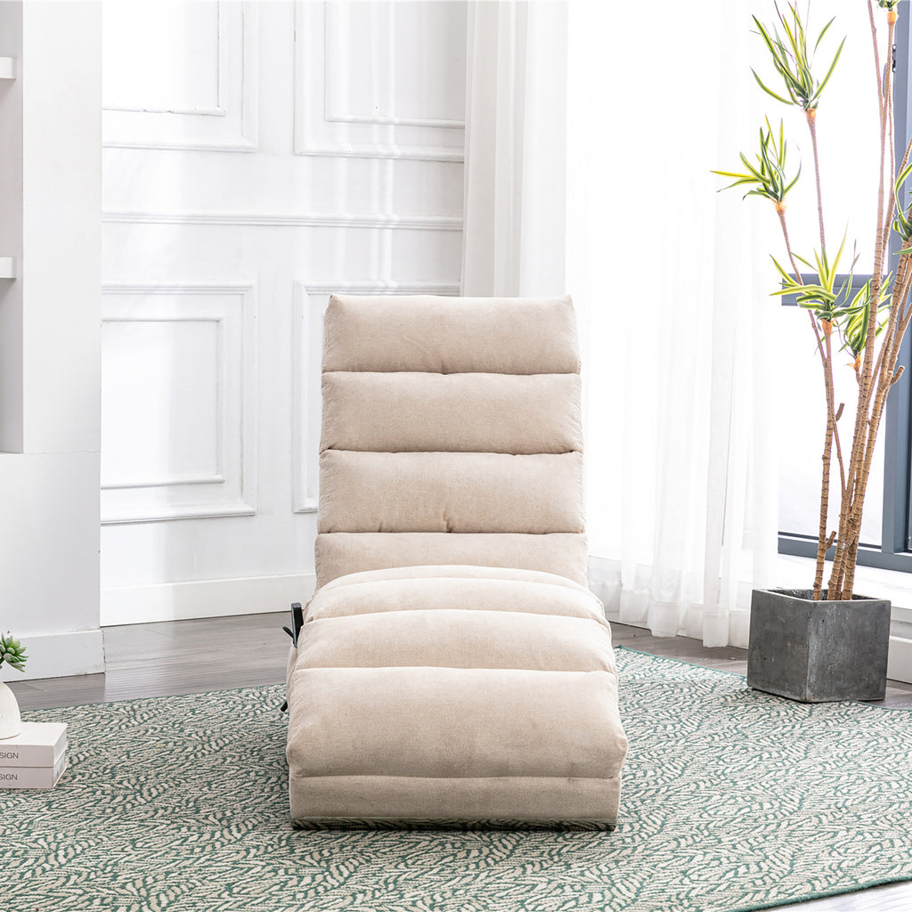 Linen Massage Chaise Lounge Indoor with Remote Control, Ergonomic Electric Massage Lounger in Beige - Grand Goldman Shop