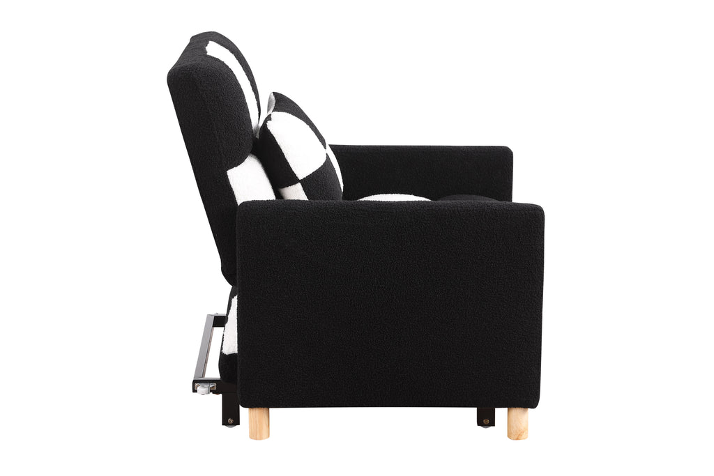 Convertible Sleeper Sofa Chair Bed, Adjustable Chair with Pillow, Multi-Functional Sleeper Chair with Soft Teddy Fabric for Living Room, Dorm, Apartment, Bedroom or Office - Grand Goldman Shop