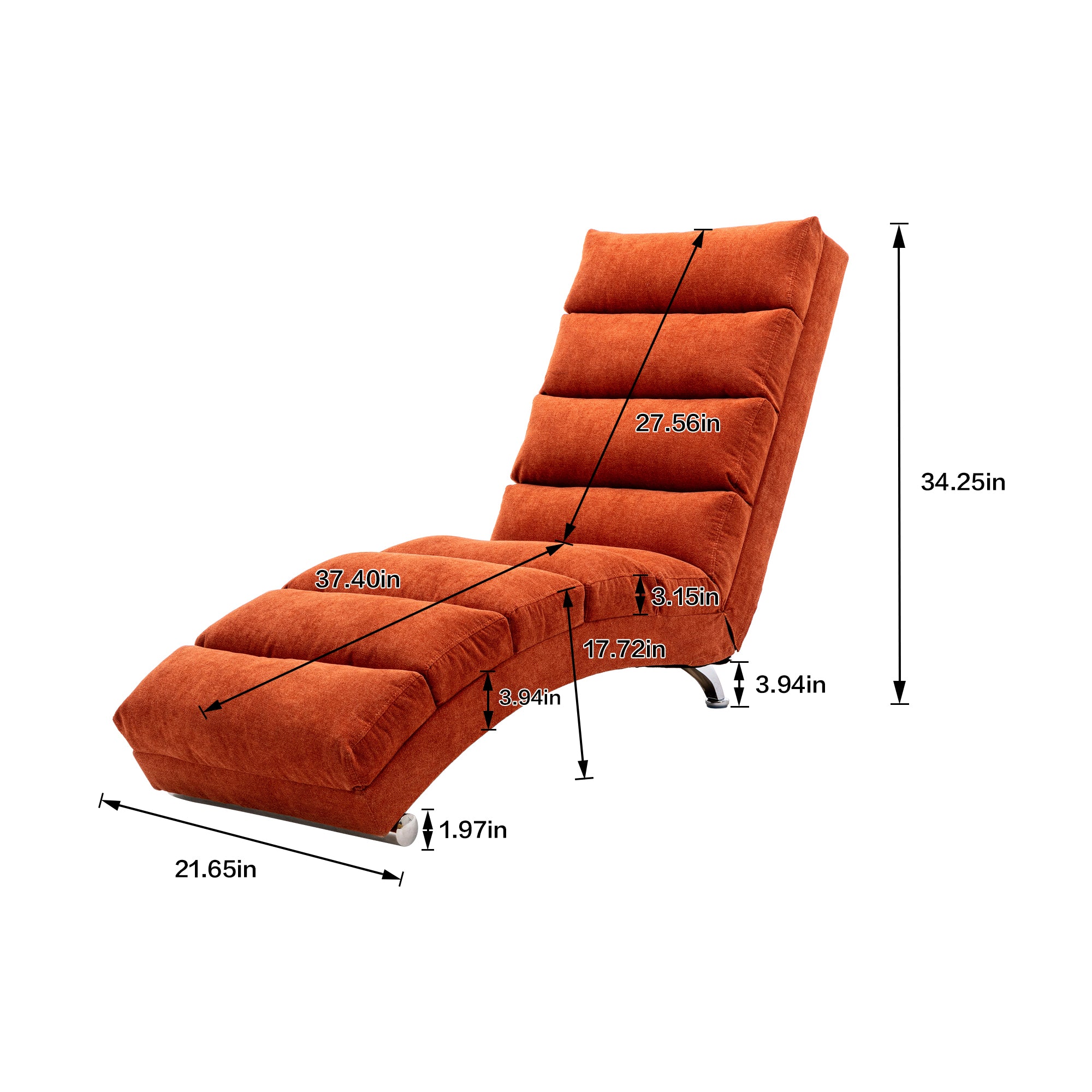 Ergonomic Linen Massage Chaise Lounge with Remote Control, Orange, 5 Modes - Grand Goldman Shop