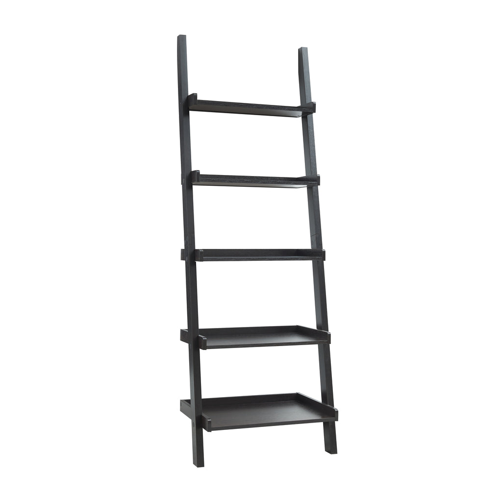 Bookcase ladder five shelf popular modern design multi-depth shelves with rounded shelf barrier corners - Grand Goldman Shop