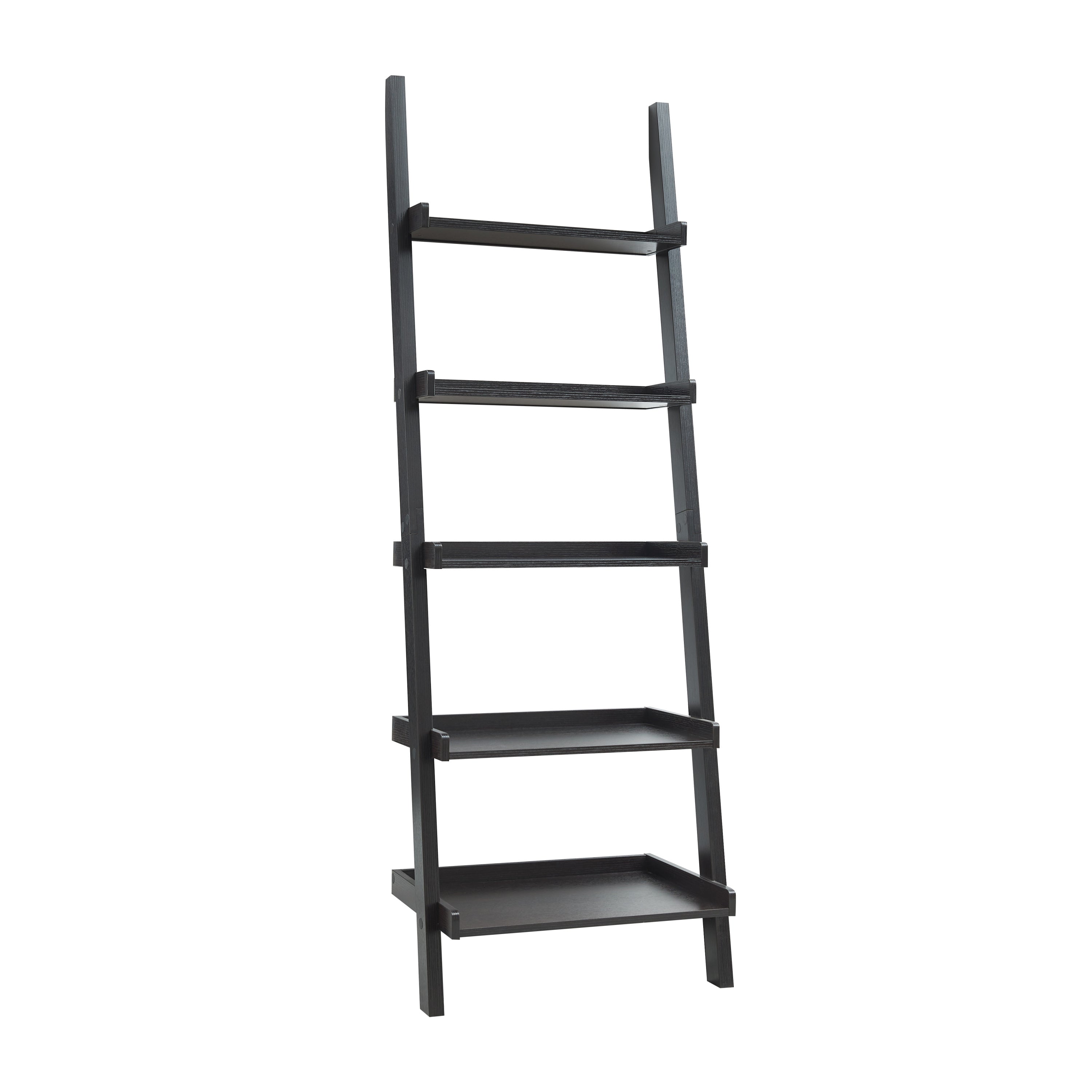Bookcase ladder five shelf popular modern design multi-depth shelves with rounded shelf barrier corners - Grand Goldman Shop