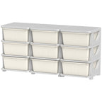 Qaba 3 Tier Kids Storage Unit, 9 Drawer Chest Toy Organizer Plastic Bins for Kids Bedroom Nursery Kindergarten Living Room fo