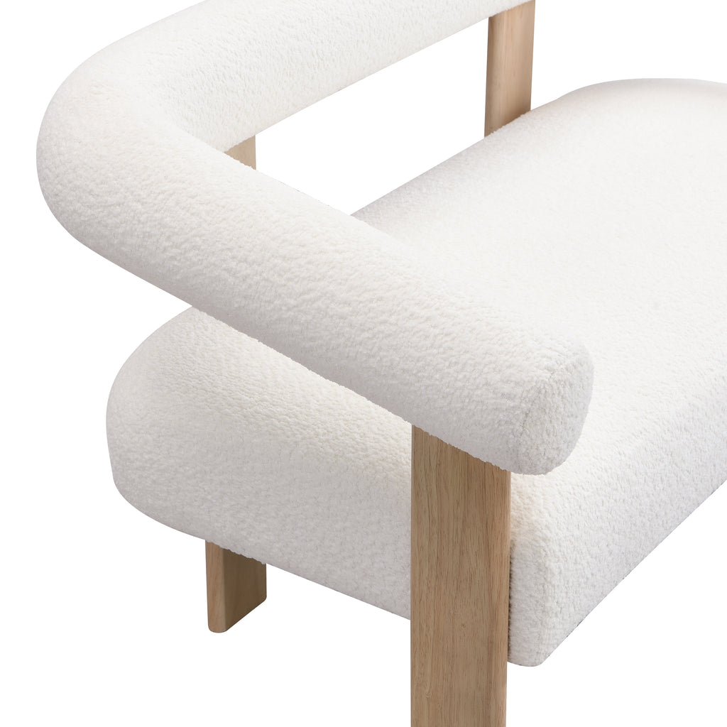 Round armrest loveseat(Beige+Natural) - Grand Goldman Shop
