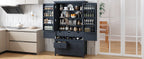 [Assembly&Show Video Available] TOPMAX Freestanding Large Kitchen Pantry Wooden Kitchen Storage Cabinet Cupboard with 8 Door Shelves,3 Adjustable Shelves,7 Drawers& 8 Wine Racks, Gray - Grand Goldman Shop