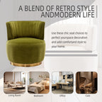 Swivel Barrel Chair, Round Armchairs with Wide Upholstered, Fluffy Velvet Fabric, Olive, 25.20'' x 25.59'' x 26.38'' - Grand Goldman Shop
