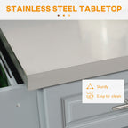 HOMCOM Rolling Kitchen Island with Stainless Steel Top and Storage, Gray, MDF, 57 x 17.75 x 36 inches - Grand Goldman Shop