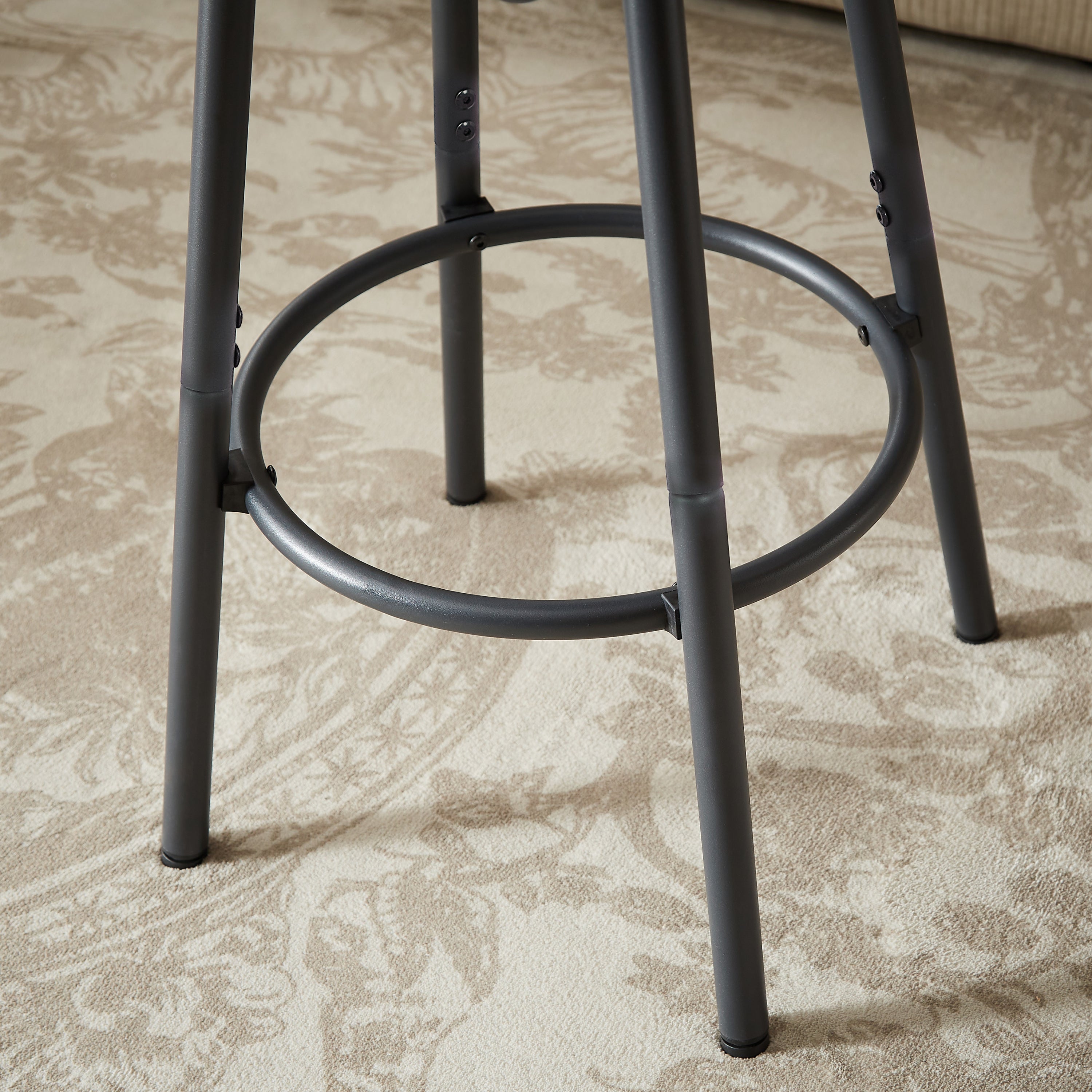 Long Bar Table Set with 3 PU Upholstered Bar Stools, Industrial Bar Table and Chairs for Kitchen Breakfast Table, Living Room, Banquet Hall, Rustic Gray and Black, 63″L x15.7'W x 37.5'H - Grand Goldman Shop