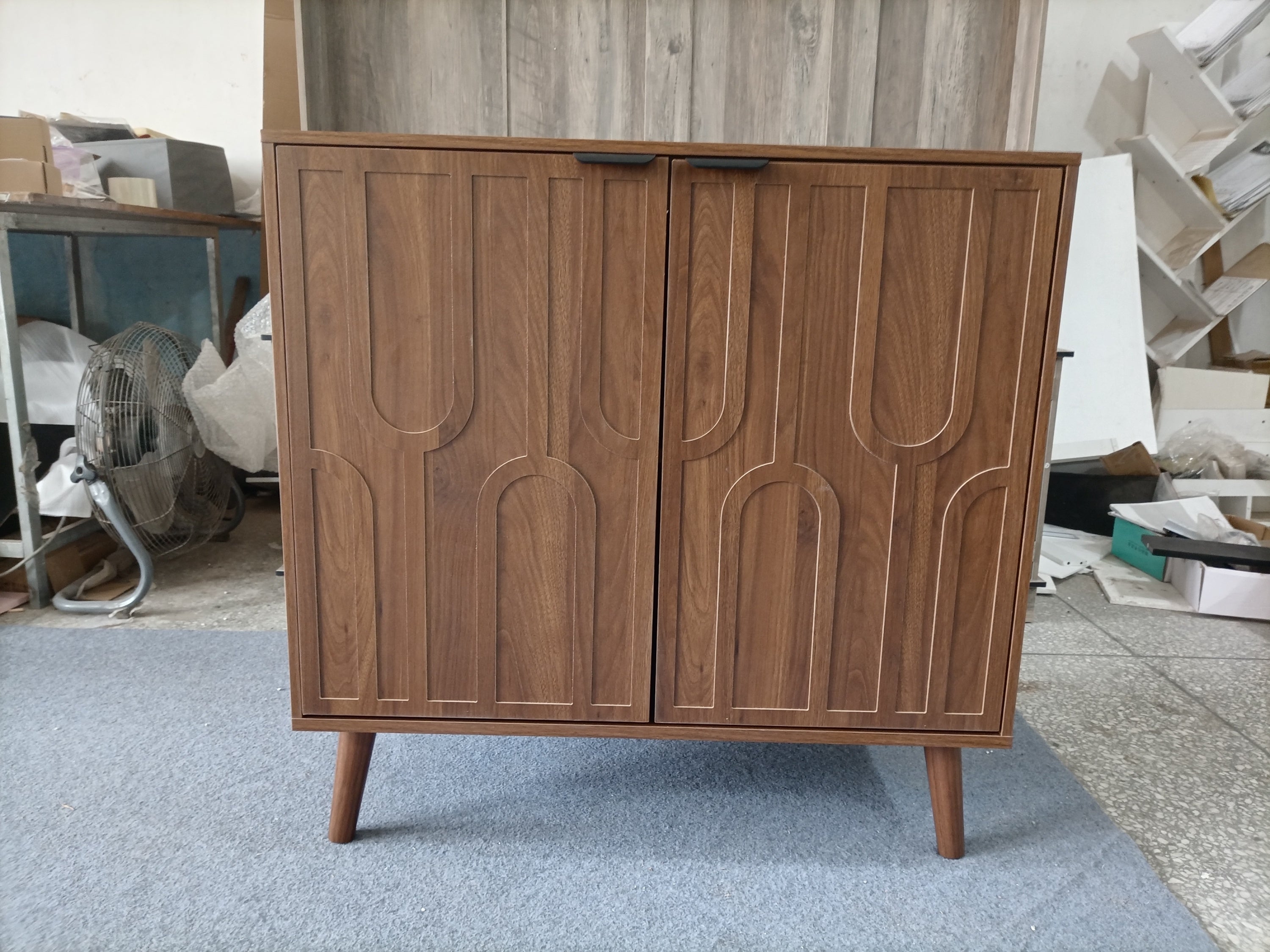 Farmhouse Style Sideboard Buffet Cabinet with Storage, Walnut Wood Coffee Bar Cabinet, 31.5' W - Grand Goldman Shop