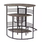 Oval Bar Table with Wood Counter Top and Wine Rack Storage, Wine Bakers Rack for Dining Room, Brown - Grand Goldman Shop