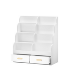 Kids Bookshelf with 2 Storage Drawers, Front-Facing Children's Bookcase and Toy Organizer, Multi-Tier Reading Shelf for Toddl