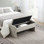 Modern Upholstered Bed End Bench with Storage, Comfy Light Grey Linen Foot Rest for Living Room and Bedroom - Grand Goldman Shop