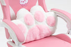 Cat Ears Pink Gaming Chair - Pink PU Leather Ergonomic Reclining Office Chair with Footrest, 310lb Capacity, 6-Position Recli
