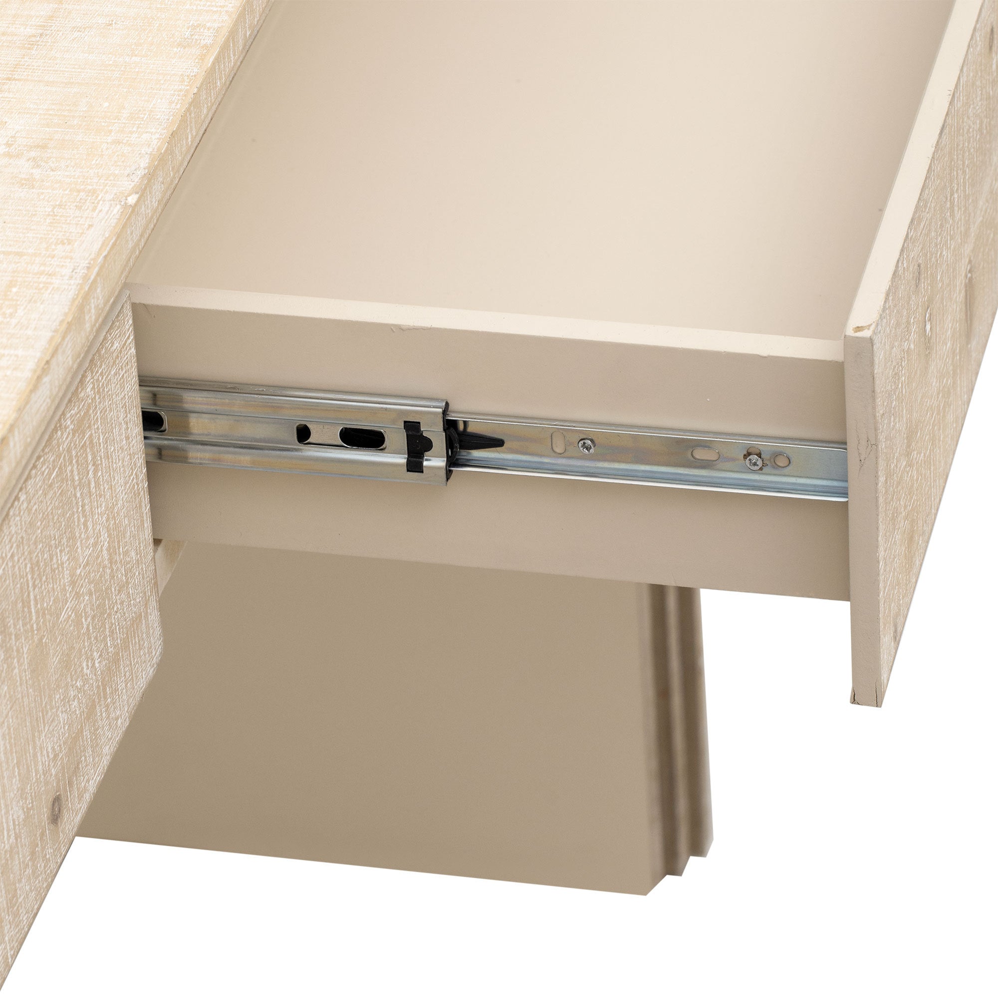 TREXM Unique Retro Silhouette Console Table with Open Style, Two Top Drawers for Entrance, Dinning Room, Living Room (Natural Wood Wash) - Grand Goldman Shop