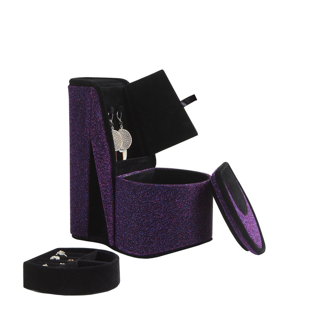 9' Tall Display Jewelry Box with Hidden Storage, High Heel Shoe Design, Purple Velvet - Grand Goldman Shop