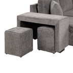 104.5' Modern L-Shape 3 Seat Reversible Sectional Couch, Pull Out Sleeper Sofa with Storage Chaise and 2 Stools for Living Room Furniture Set,Knox Charcoal (old sku:SG000431AAA) - Grand Goldman Shop