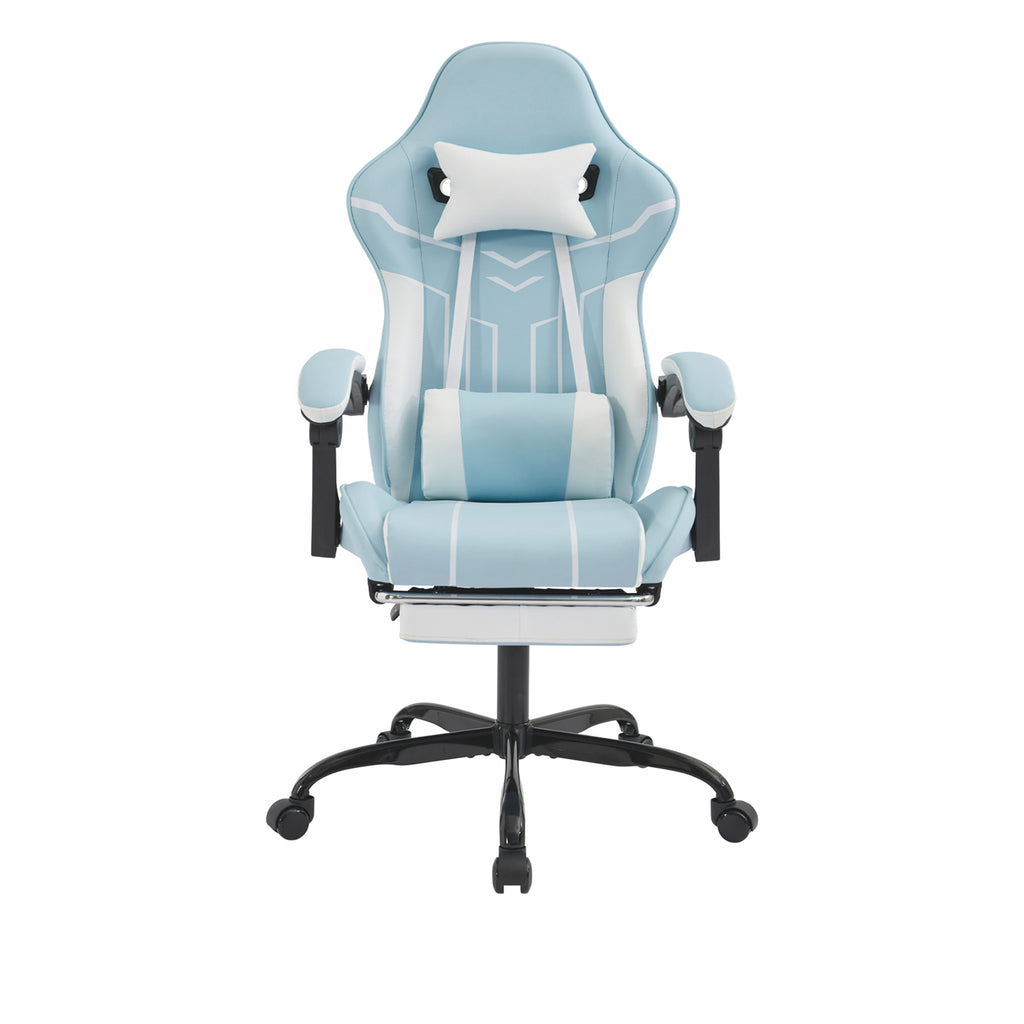 Gaming chair, Computer Chair Ergonomic Chair with Footrest Office Chair Ergonomic Computer Chair with Lumbar Backrest Bluewhi