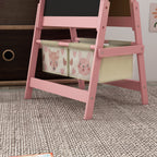 Qaba Art Easel for Kids with Paper Roll, 3 in 1 Toddler Painting Easel with Blackboard, Whiteboard, Storage Baskets, Pink | P