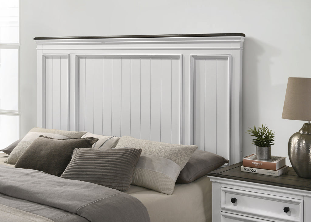 Clelane Wood Bedroom 5 piece Set with Shiplap Panel King Bed, Dresser, Mirror, Nightstand, and Chest - Grand Goldman Shop