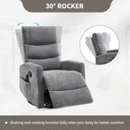 Heat Massage Manual Recliner Chair with Rocker and Swivel in Fabric for Living Room, GREY - Grand Goldman Shop