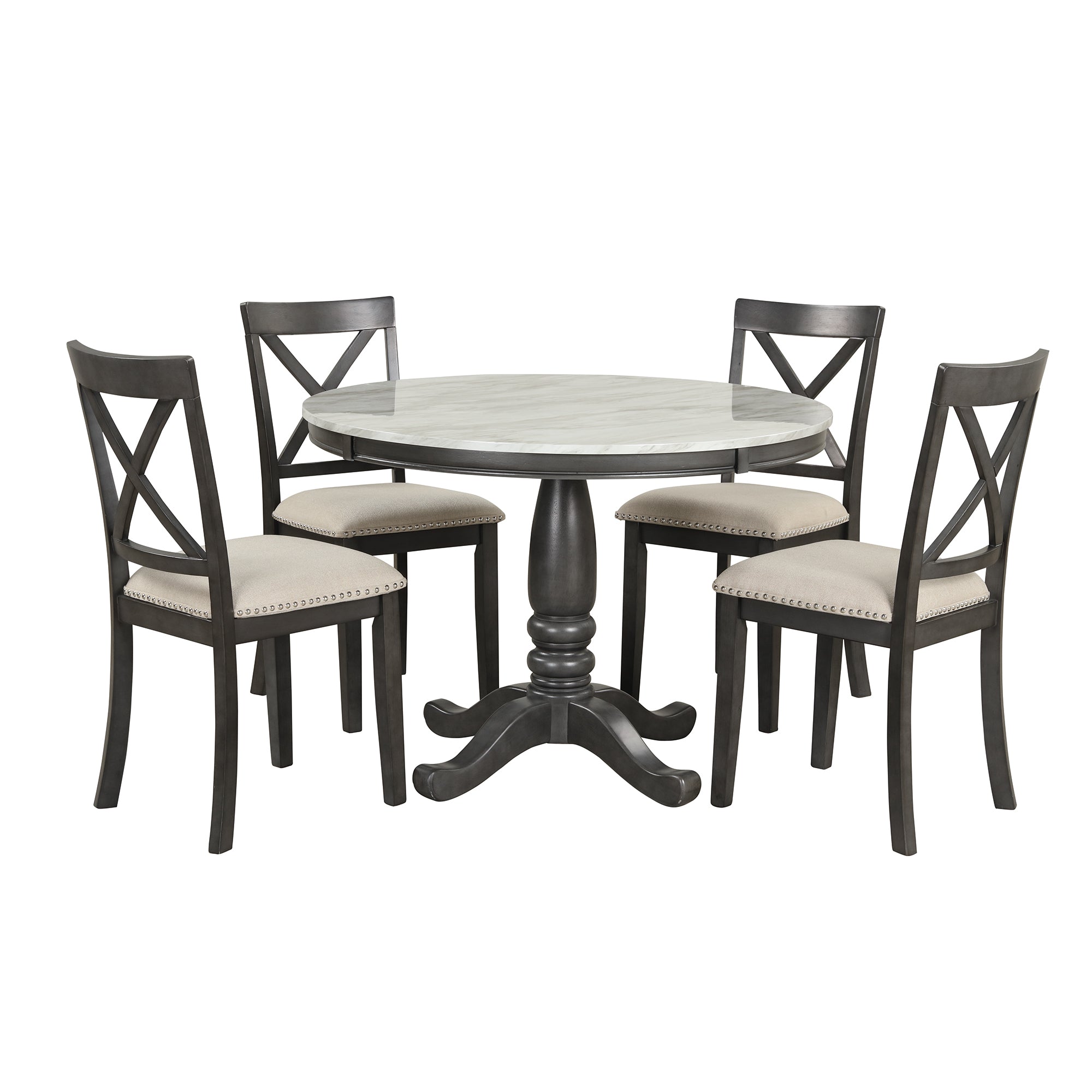 Orisfur. 5 Pieces Dining Table and Chairs Set for 4 Persons, Kitchen Room Solid Wood Table with 4 Chairs - Grand Goldman Shop