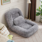 [NEW ARRIVED] [VIDEO PROVIDED] Human Dog Bed,Lazy Sofa,5-Position Adjustable Convertible,Floor Gaming Chair,bedroom, living room,Suitable for gaming, meditation,relaxation,Plush Fabric,Light Gray - Grand Goldman Shop