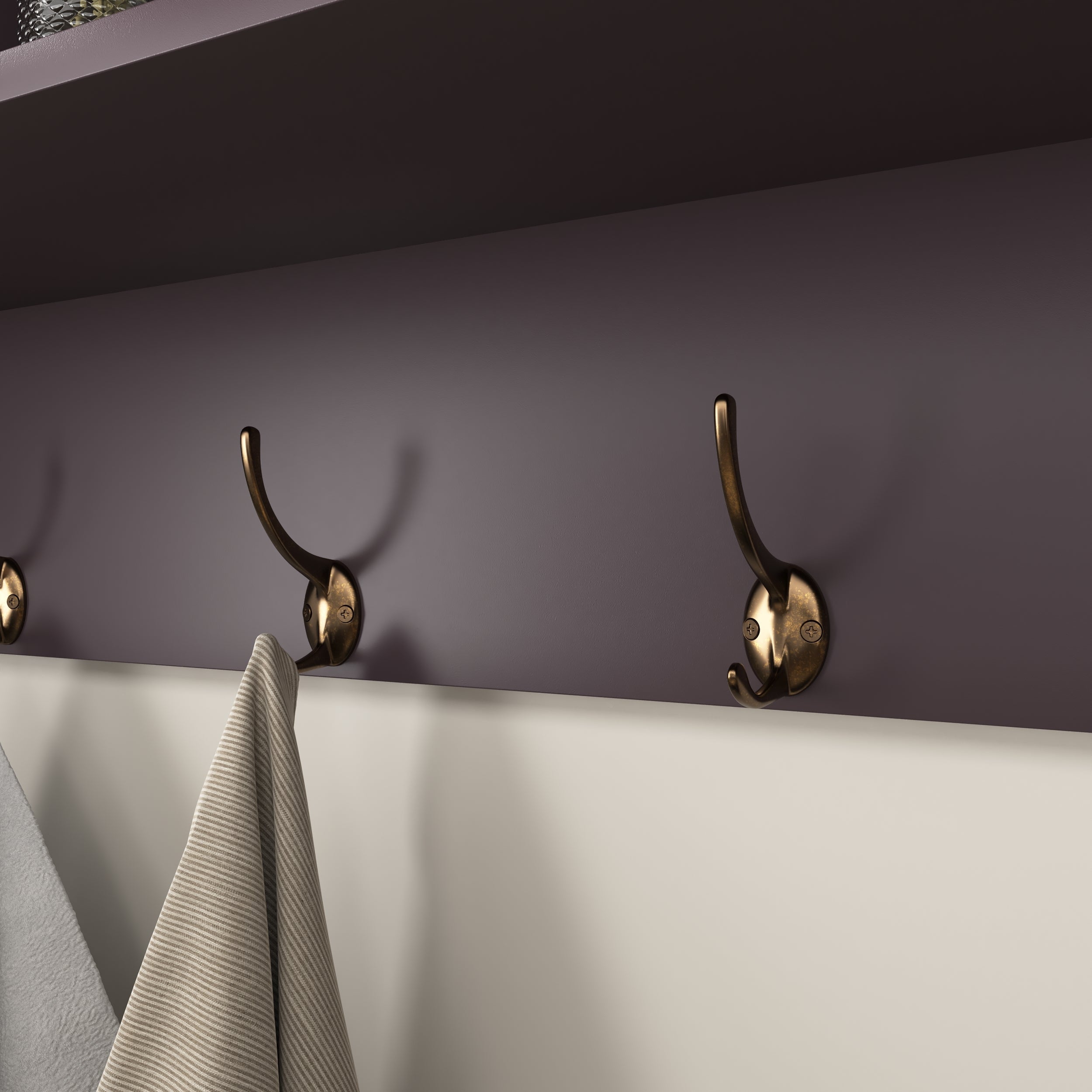 Espresso Entryway Wall Mounted Coat Rack with 4 Dual Hooks Living Room Wooden Storage Shelf - Grand Goldman Shop