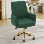 Ergonomic Mid-Back Office Chair with Striped Fabric, Green Corduroy, Adjustable Lumbar Support, Ideal for Work, Study, or Rel