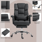 HOMCOM Executive Office Chair, PU Leather Ergonomic Office Desk Chair, Reclining and Swivel Chair with Footrest and Lumbar Su