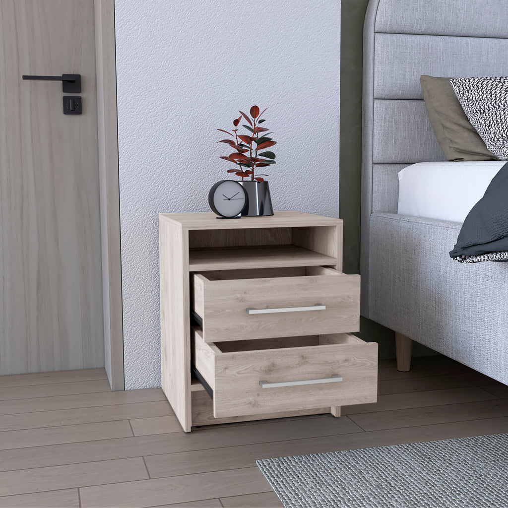 Eter Nightstand , End Table, Side Table Superior Top, Two Drawers -Light Gray - Grand Goldman Shop