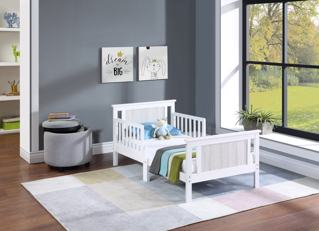 Connelly Reversible Panel Toddler Bed White/Rockport Gray - Grand Goldman